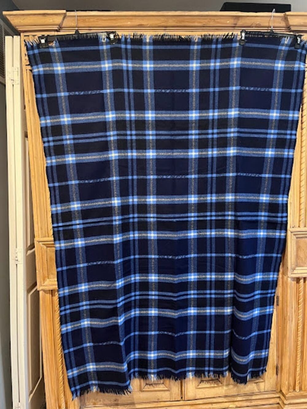 VTG OLYMPIC Airways Enneking Holland 100% Wool Fringe Blanket 70" x 52" Greece